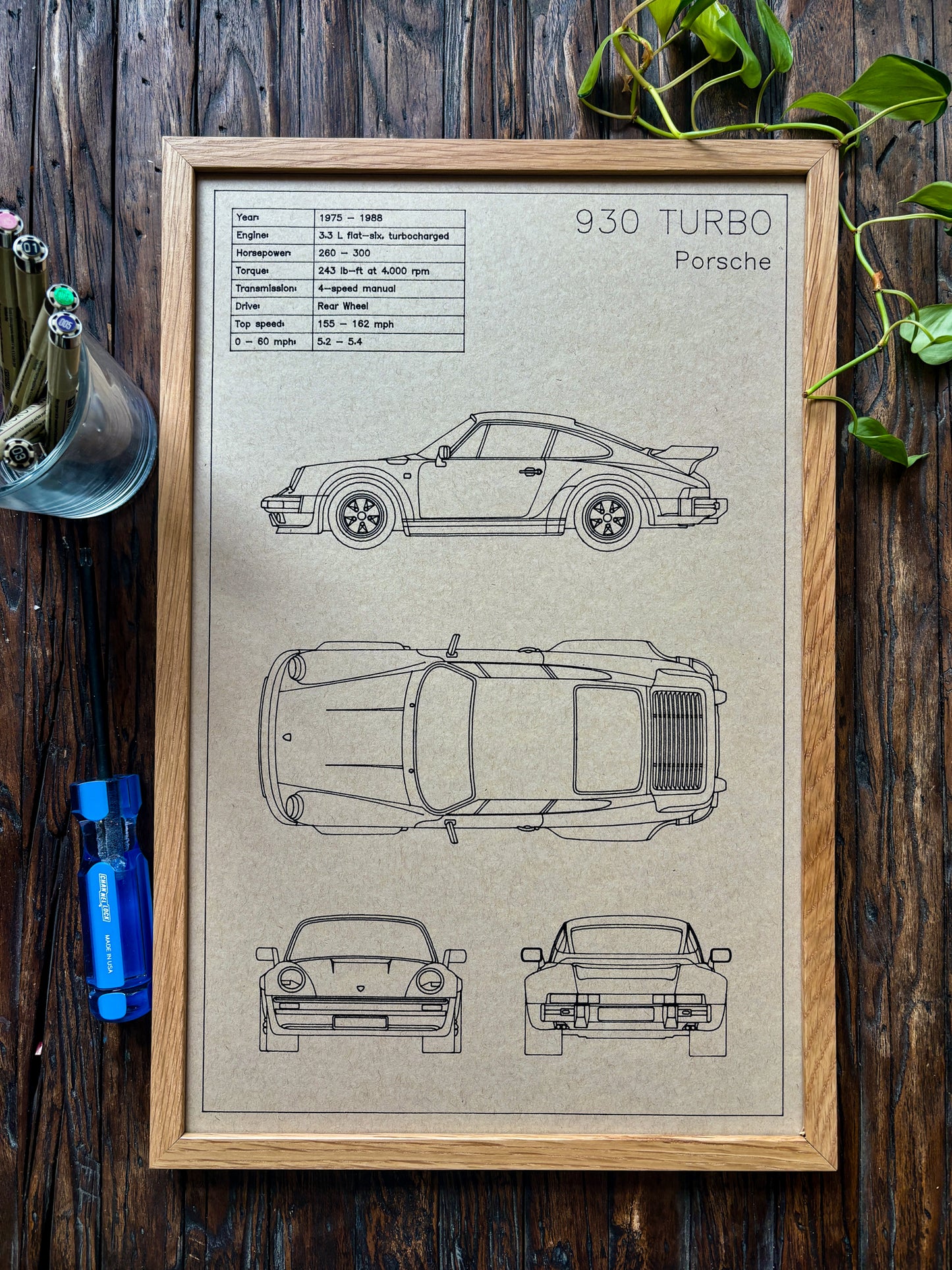 Custom Car Blueprint Art