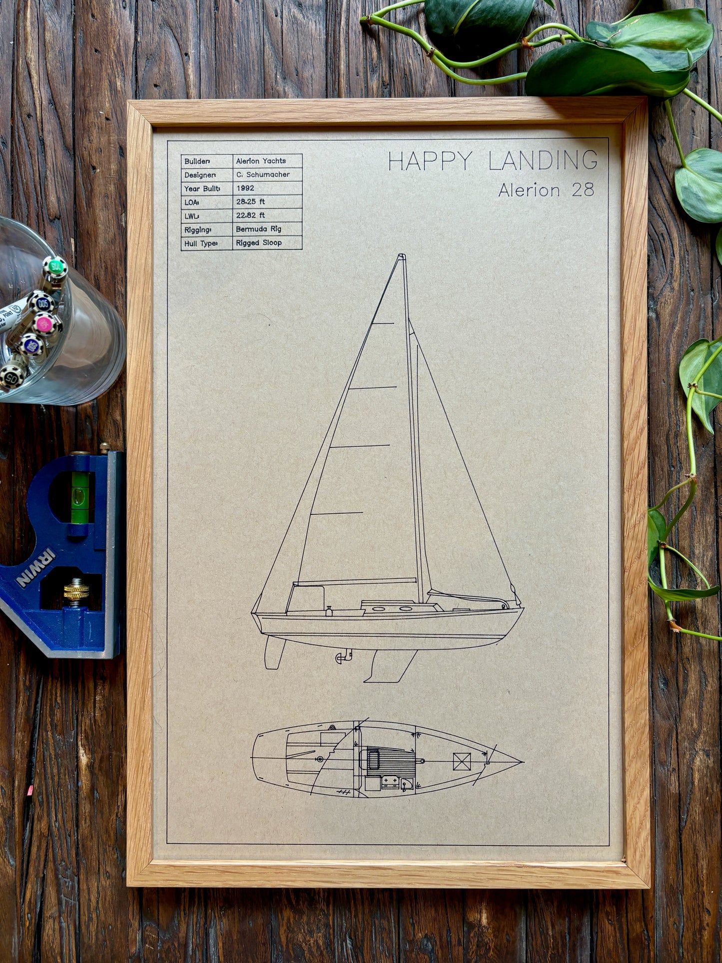 Custom Sailboat Blueprint Art